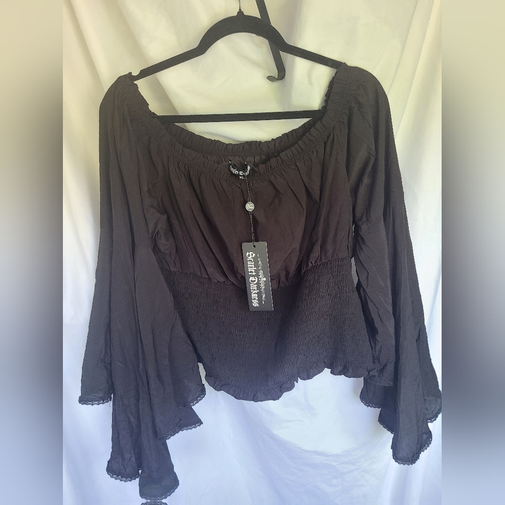 NWT Scarlet Darkness Black Gothic Wide Sleeve Blouse